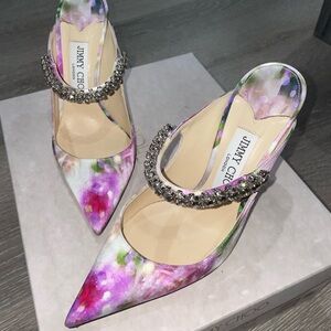 Jimmy Choo BING 100 Women's Floral Heels with Crystal Embellishment